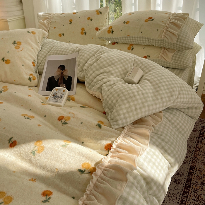 91家纺网 家纺一手货源 找家纺 （总）瑞莱 （持续上新）2025冬季新款拼接款花边牛奶绒四件套