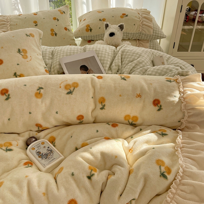 91家纺网 家纺一手货源 找家纺 （总）瑞莱 （持续上新）2025冬季新款拼接款花边牛奶绒四件套