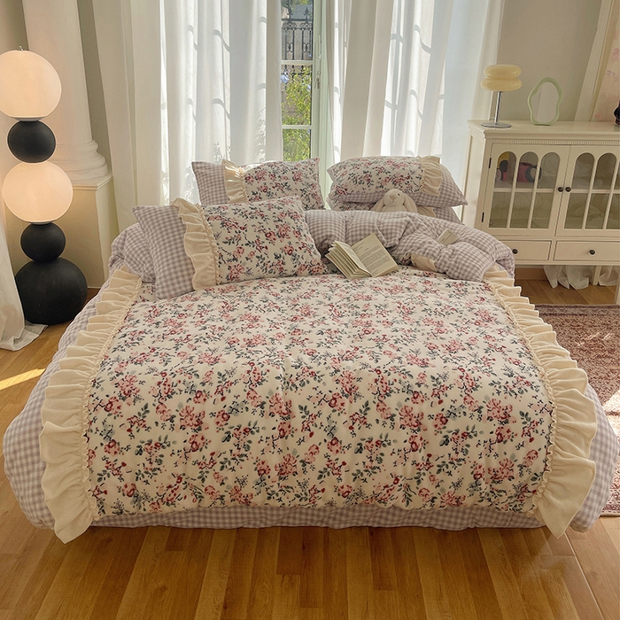 91家纺网 家纺一手货源 找家纺 （总）瑞莱 （持续上新）2025冬季新款拼接款花边牛奶绒四件套