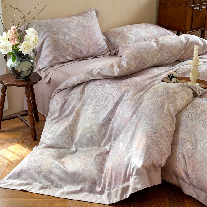 91家纺网 家纺一手货源 找家纺 （总）云栖家居 2025秋冬数码印花60天丝棉磨毛四件套-雪中信（控价不低于328元）