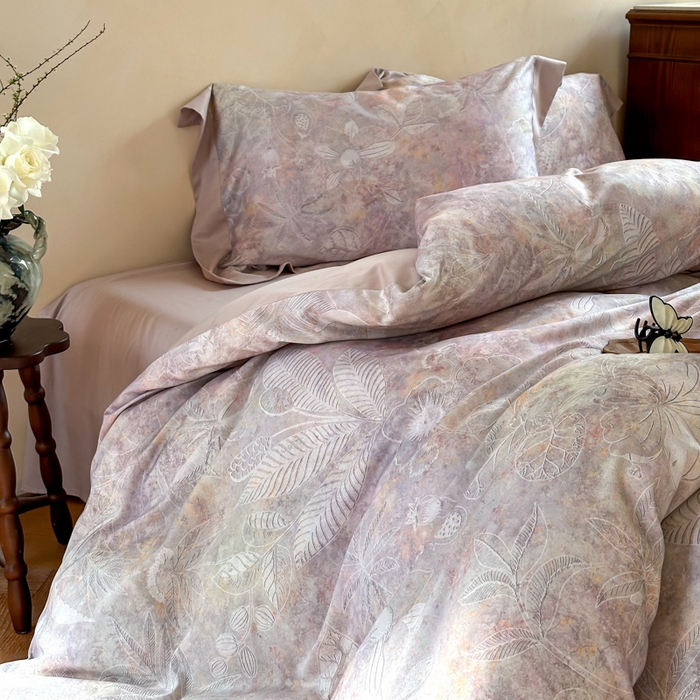 91家纺网 家纺一手货源 找家纺 （总）云栖家居 2025秋冬数码印花60天丝棉磨毛四件套-雪中信（控价不低于328元）