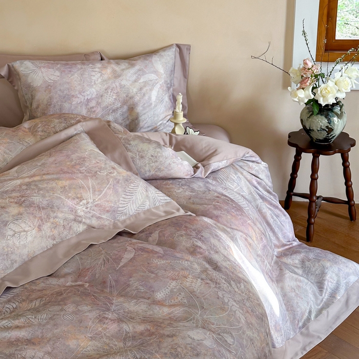 91家纺网 家纺一手货源 找家纺 （总）云栖家居 2025秋冬数码印花60天丝棉磨毛四件套-雪中信（控价不低于328元）