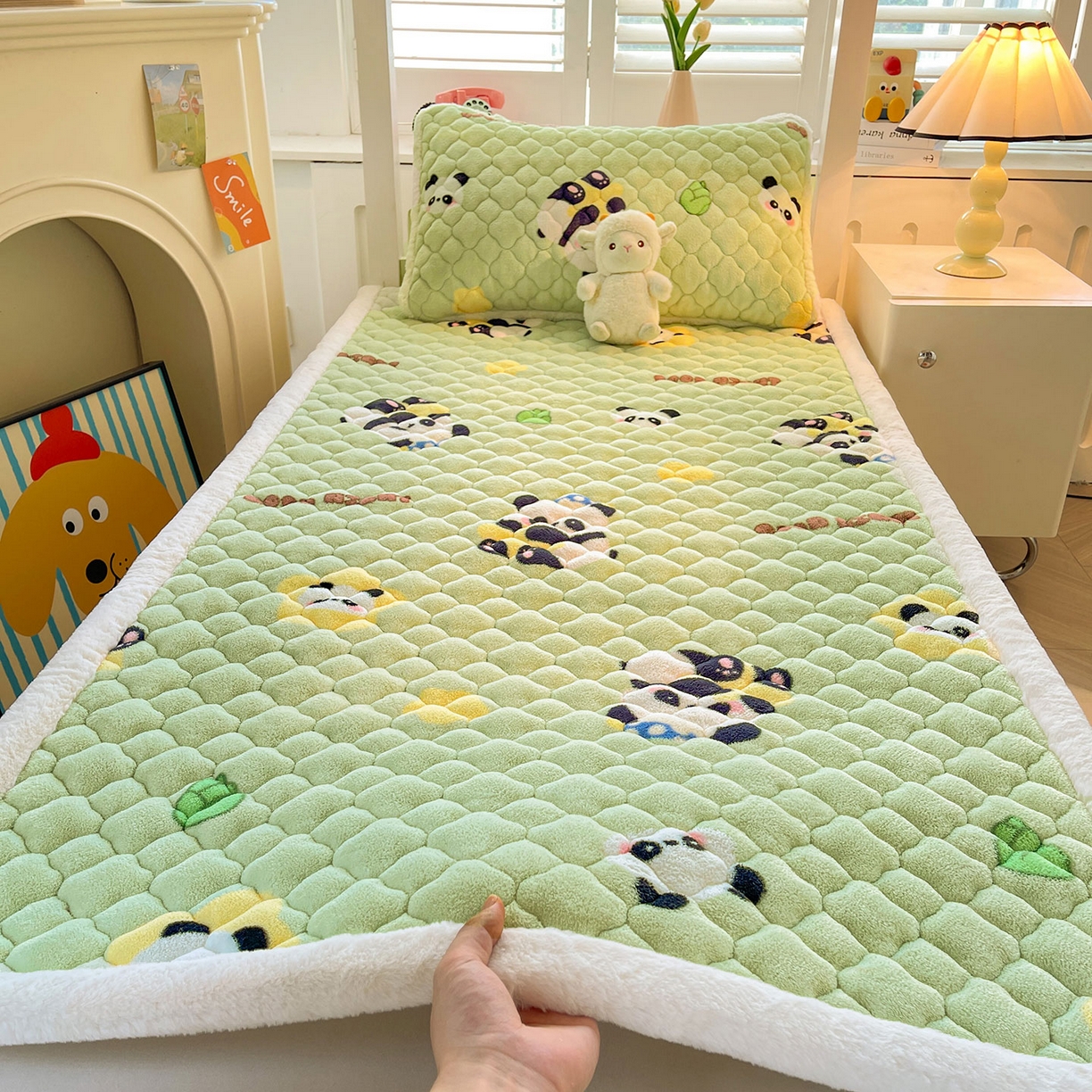 91家纺网 家纺一手货源 找家纺 （总）喜居 2025新款加厚印花牛奶绒夹棉床垫床褥垫褥子床护垫