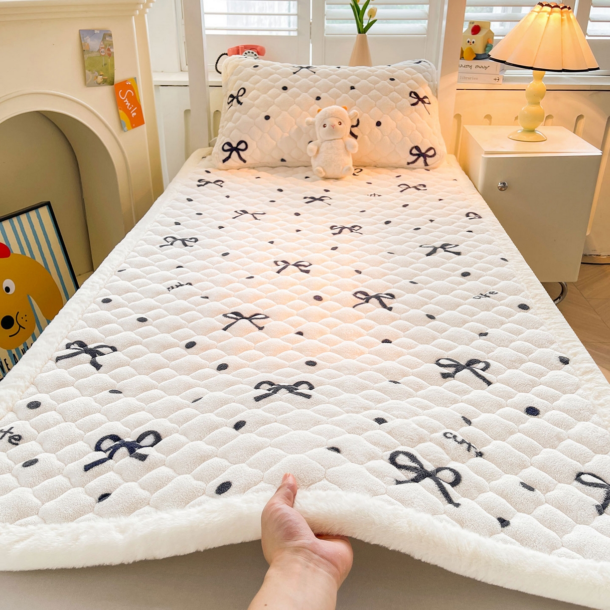 91家纺网 家纺一手货源 找家纺 （总）喜居 2025新款加厚印花牛奶绒夹棉床垫床褥垫褥子床护垫