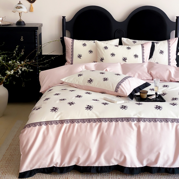 91家纺网 家纺一手货源 找家纺 （总）云栖家居 2025新款全棉纯棉长绒棉纯棉刺绣四件套-浅陌（控价不低于318元）