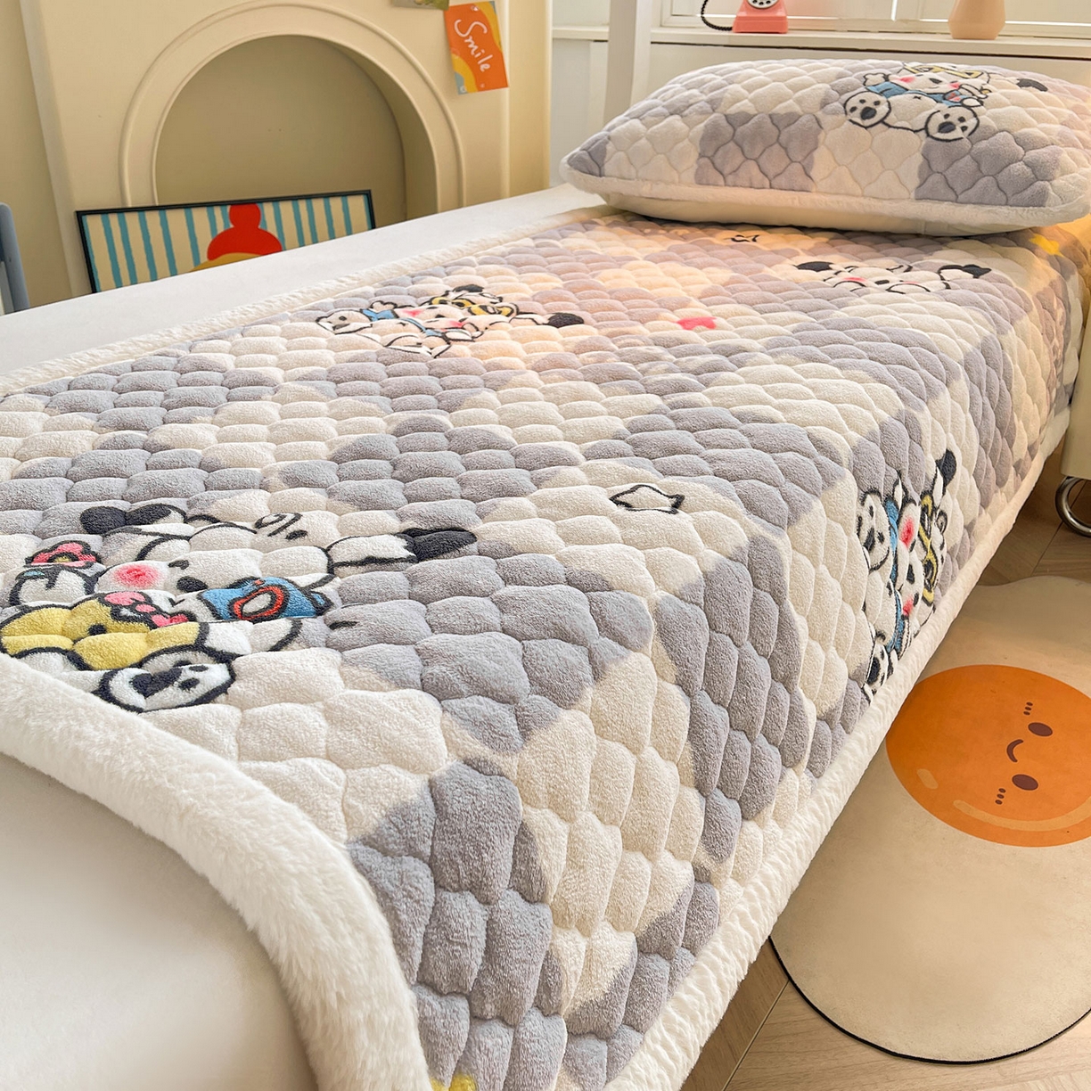 91家纺网 家纺一手货源 找家纺 （总）喜居 2025新款加厚印花牛奶绒夹棉床垫床褥垫褥子床护垫