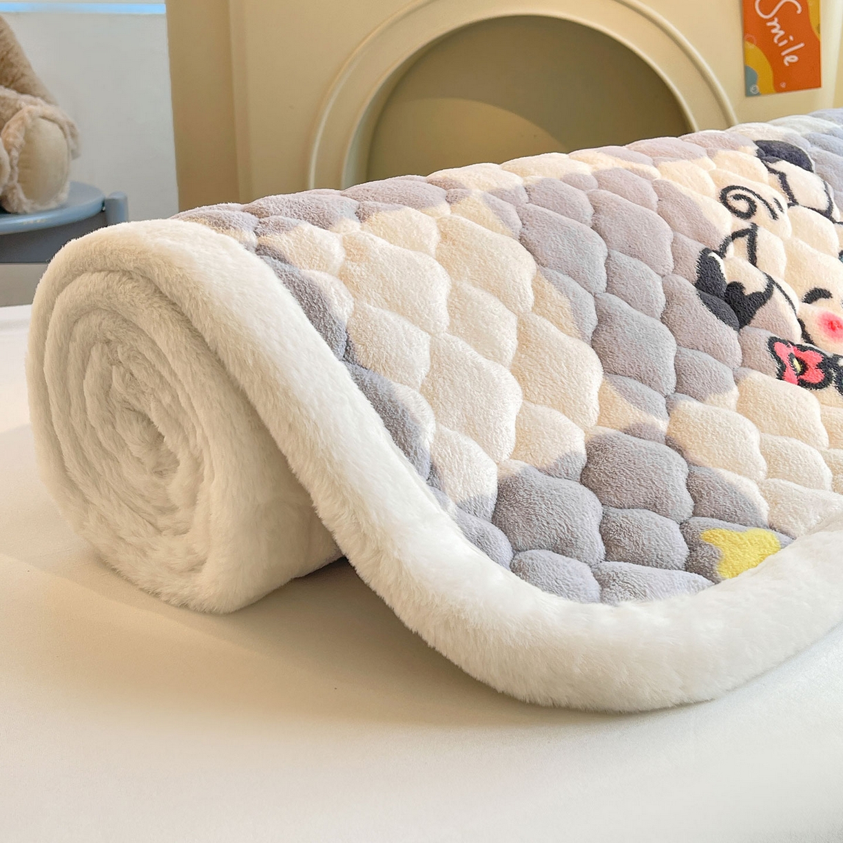 91家纺网 家纺一手货源 找家纺 （总）喜居 2025新款加厚印花牛奶绒夹棉床垫床褥垫褥子床护垫