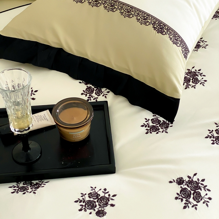 91家纺网 家纺一手货源 找家纺 云栖家居 2025新款全棉纯棉长绒棉纯棉刺绣四件套-浅陌（控价不低于318元） 浅陌-绿