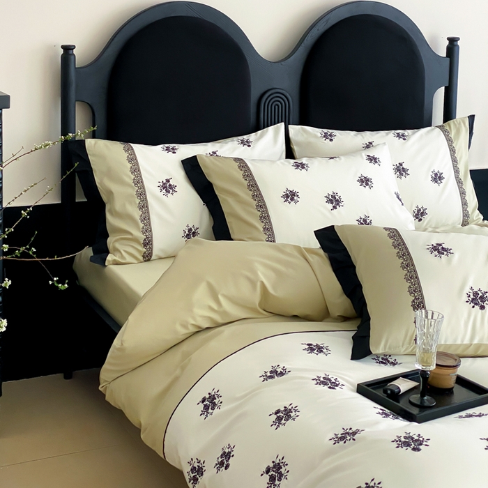 91家纺网 家纺一手货源 找家纺 云栖家居 2025新款全棉纯棉长绒棉纯棉刺绣四件套-浅陌（控价不低于318元） 浅陌-绿