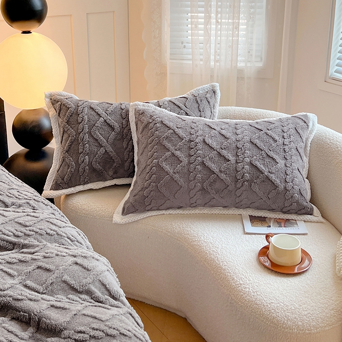 91家纺网 家纺一手货源 找家纺 （总）贝拉梦家纺 2025新款加厚塔芙绒菱格纯色素色牛奶绒四件套