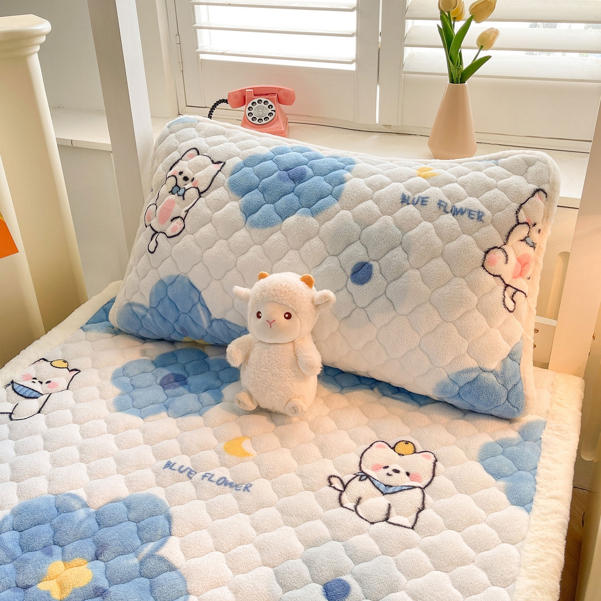 91家纺网 家纺一手货源 找家纺 喜居 2025新款加厚印花牛奶绒夹棉床垫床褥垫褥子床护垫 元气喵