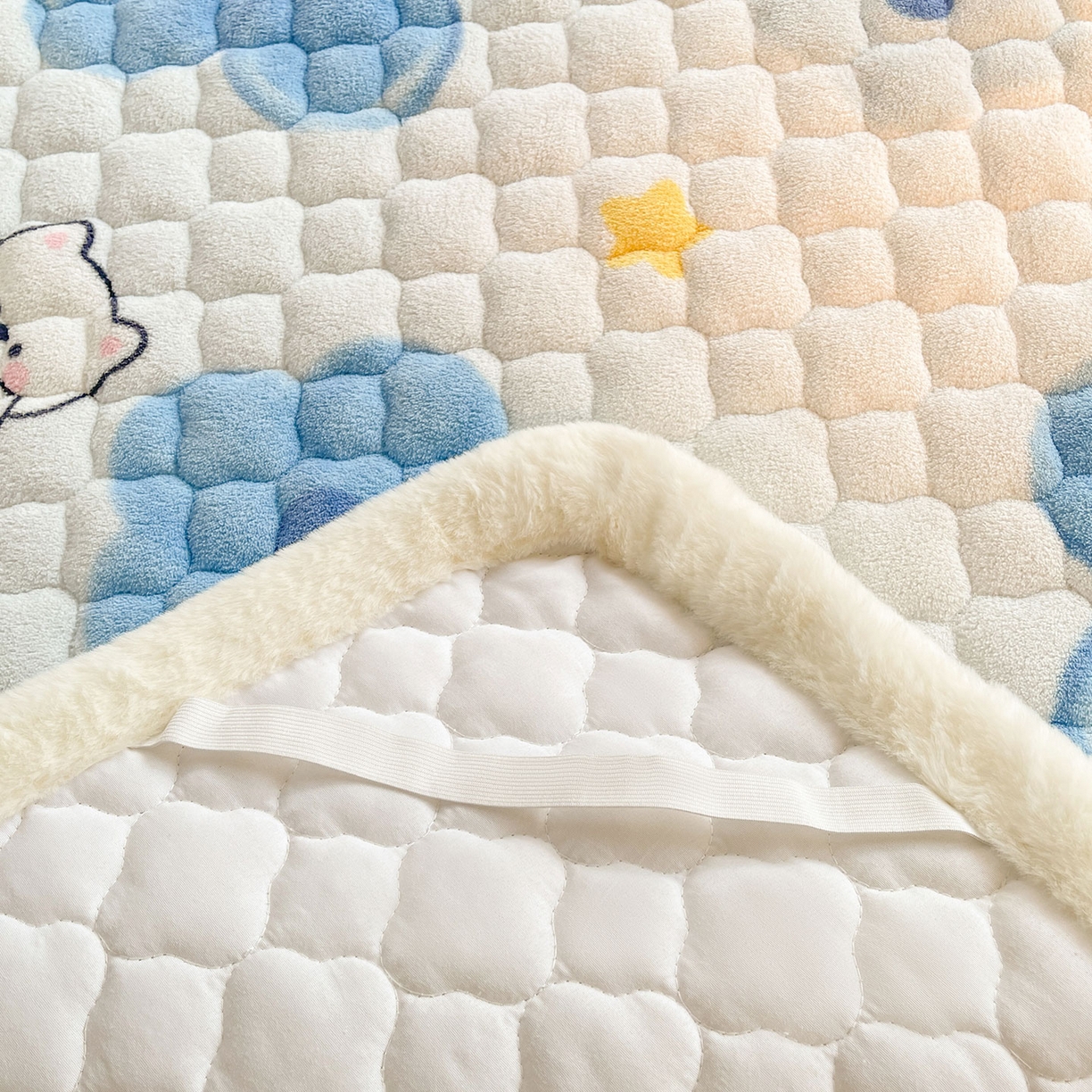 91家纺网 家纺一手货源 找家纺 喜居 2025新款加厚印花牛奶绒夹棉床垫床褥垫褥子床护垫 元气喵