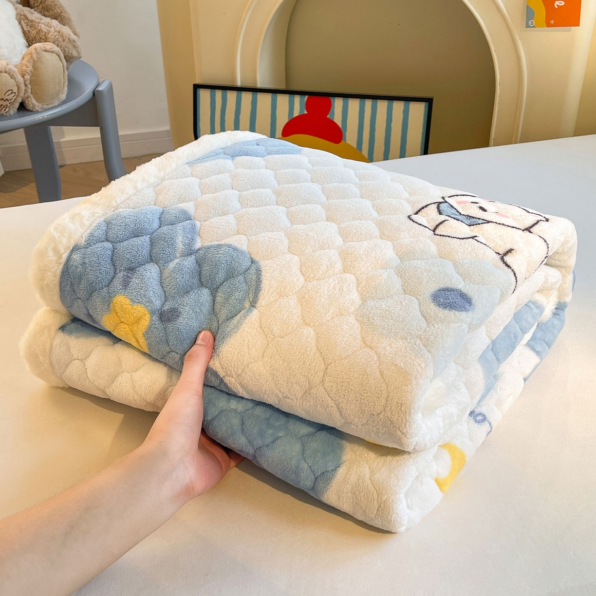 91家纺网 家纺一手货源 找家纺 喜居 2025新款加厚印花牛奶绒夹棉床垫床褥垫褥子床护垫 元气喵