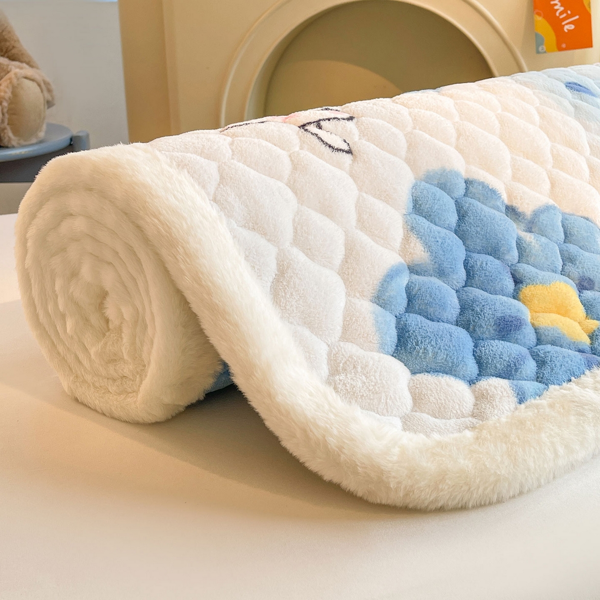 91家纺网 家纺一手货源 找家纺 喜居 2025新款加厚印花牛奶绒夹棉床垫床褥垫褥子床护垫 元气喵