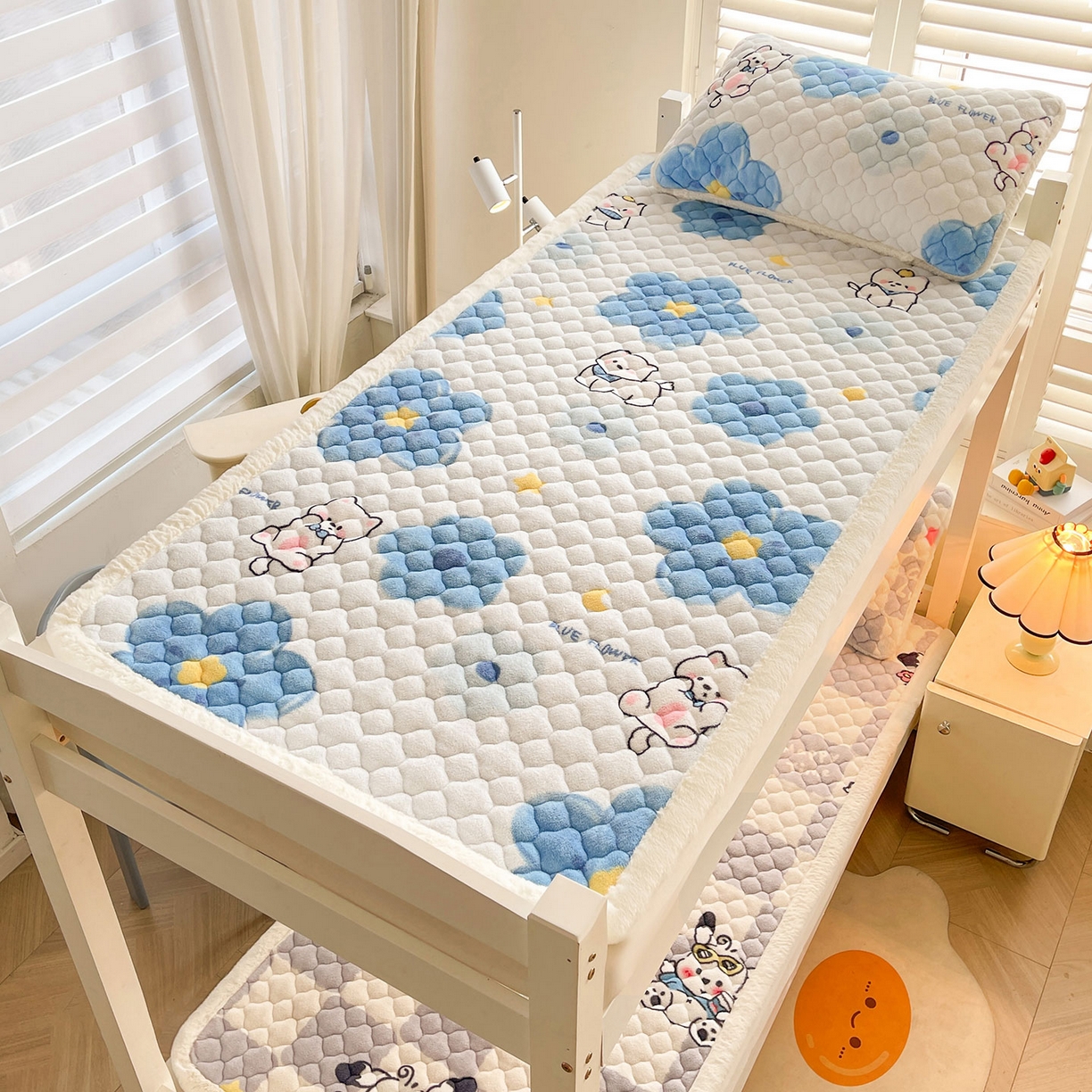 91家纺网 家纺一手货源 找家纺 喜居 2025新款加厚印花牛奶绒夹棉床垫床褥垫褥子床护垫 元气喵