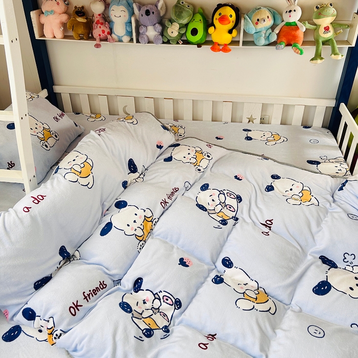 91家纺网 家纺一手货源 找家纺 小虾米 2025新款加厚牛奶绒被套单被套被套单件 幸运小狗