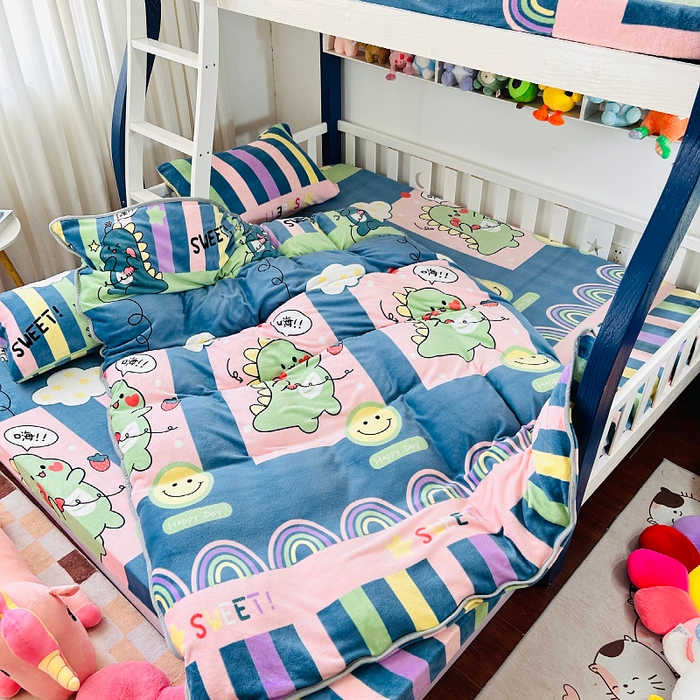 91家纺网 家纺一手货源 找家纺 小虾米 2025新款加厚牛奶绒被套单被套被套单件 恐龙宝宝