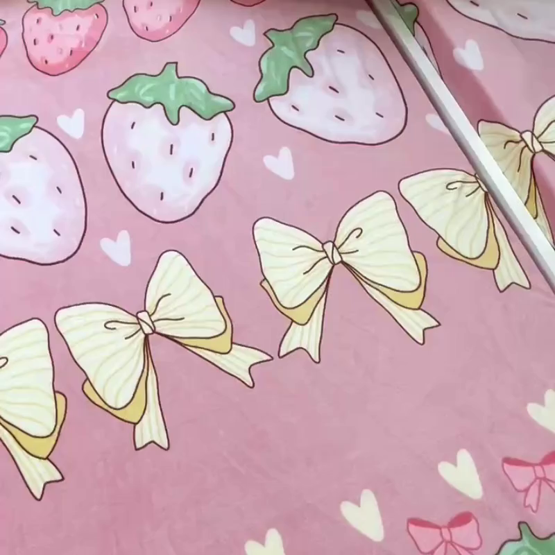 91家纺网 家纺一手货源 找家纺 小虾米 2025新款加厚牛奶绒被套单被套被套单件 草莓