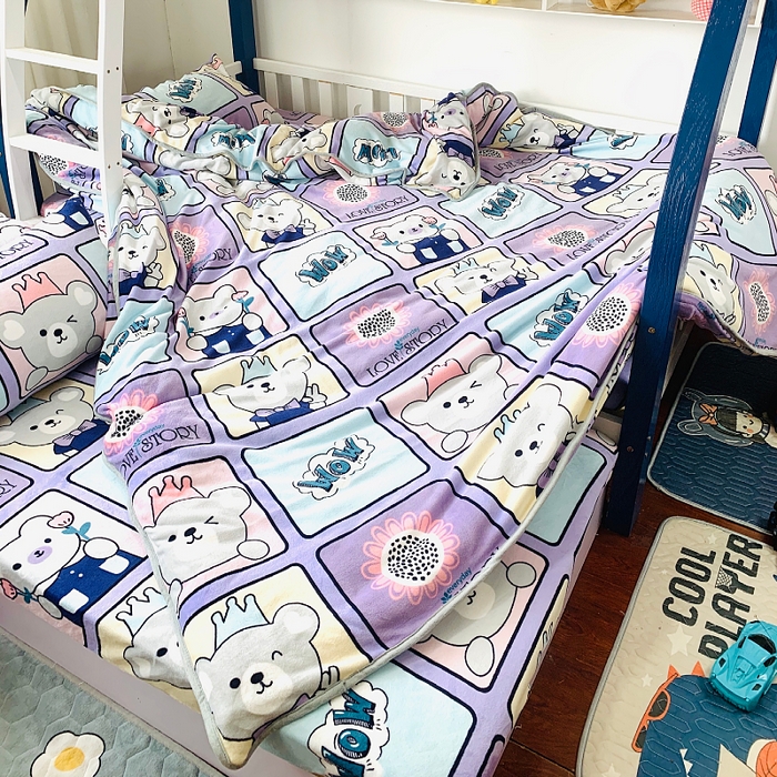 91家纺网 家纺一手货源 找家纺 小虾米 2025新款加厚牛奶绒被套单被套被套单件 皇冠熊