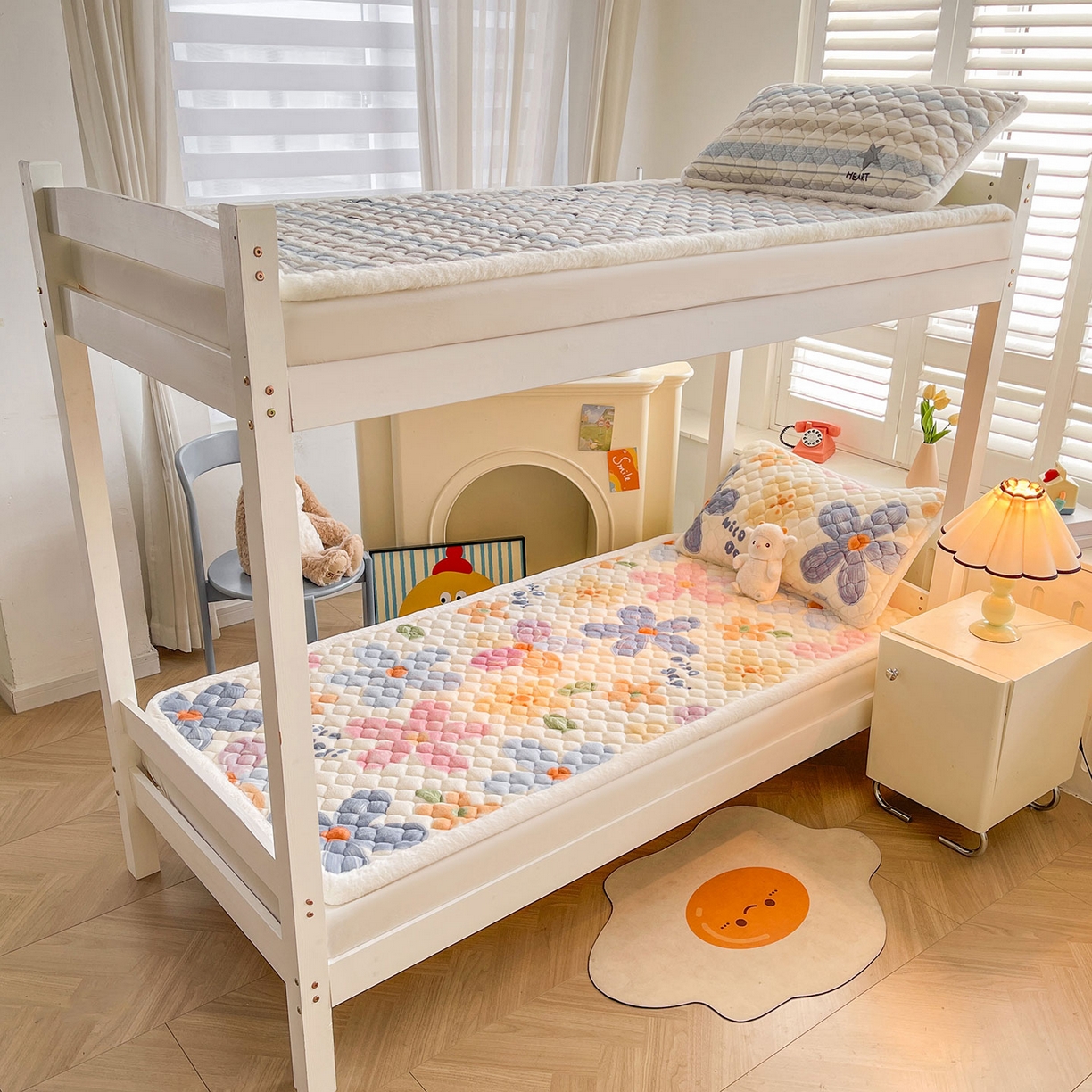 91家纺网 家纺一手货源 找家纺 喜居 2025新款加厚印花牛奶绒夹棉床垫床褥垫褥子床护垫 幸福花