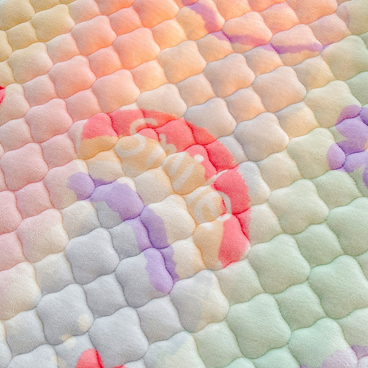 91家纺网 家纺一手货源 找家纺 喜居 2025新款加厚印花牛奶绒夹棉床垫床褥垫褥子床护垫 彩虹草莓