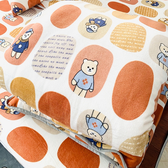 91家纺网 家纺一手货源 找家纺 小虾米 2025新款加厚牛奶绒被套单被套被套单件 波点小熊