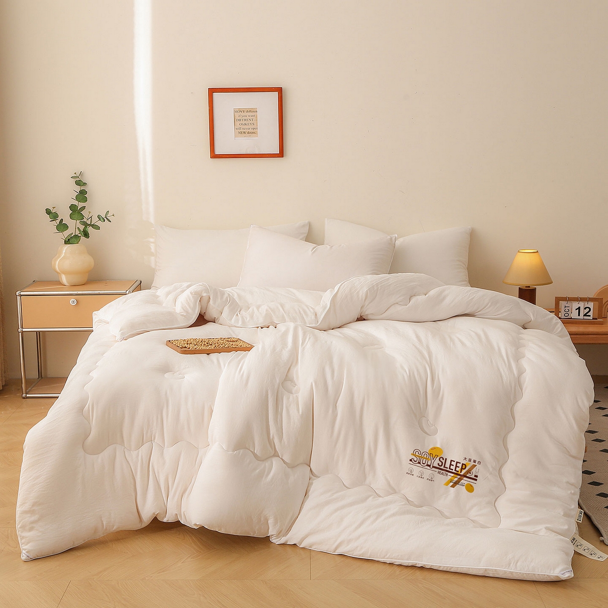 91家纺网 家纺一手货源 找家纺 （总）薇玛仕 2025新款简约超柔水洗皱皱棉大豆被秋冬被被子被芯