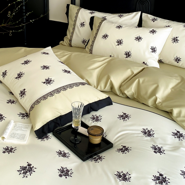 91家纺网 家纺一手货源 找家纺 （总）云栖家居 2025新款全棉纯棉长绒棉纯棉刺绣四件套-浅陌（控价不低于318元）