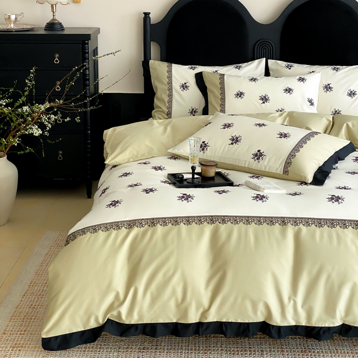 91家纺网 家纺一手货源 找家纺 （总）云栖家居 2025新款全棉纯棉长绒棉纯棉刺绣四件套-浅陌（控价不低于318元）