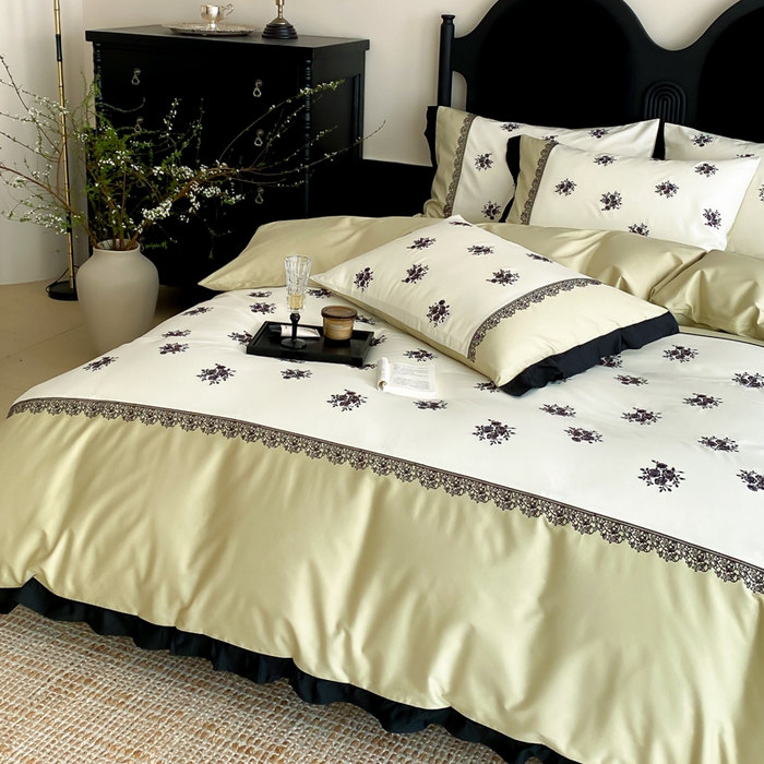 91家纺网 家纺一手货源 找家纺 （总）云栖家居 2025新款全棉纯棉长绒棉纯棉刺绣四件套-浅陌（控价不低于318元）