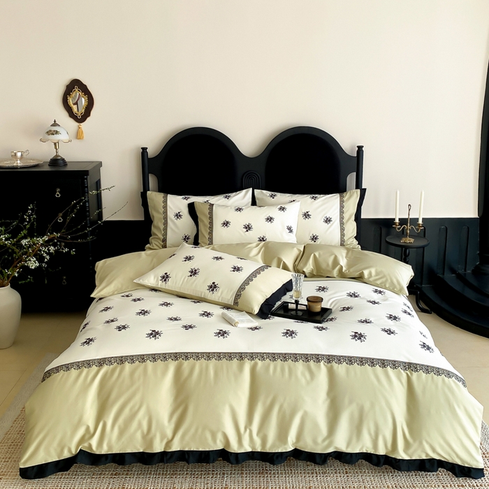 91家纺网 家纺一手货源 找家纺 （总）云栖家居 2025新款全棉纯棉长绒棉纯棉刺绣四件套-浅陌（控价不低于318元）