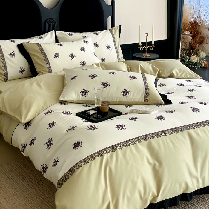 91家纺网 家纺一手货源 找家纺 （总）云栖家居 2025新款全棉纯棉长绒棉纯棉刺绣四件套-浅陌（控价不低于318元）