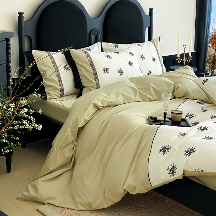 91家纺网 家纺一手货源 找家纺 （总）云栖家居 2025新款全棉纯棉长绒棉纯棉刺绣四件套-浅陌（控价不低于318元）