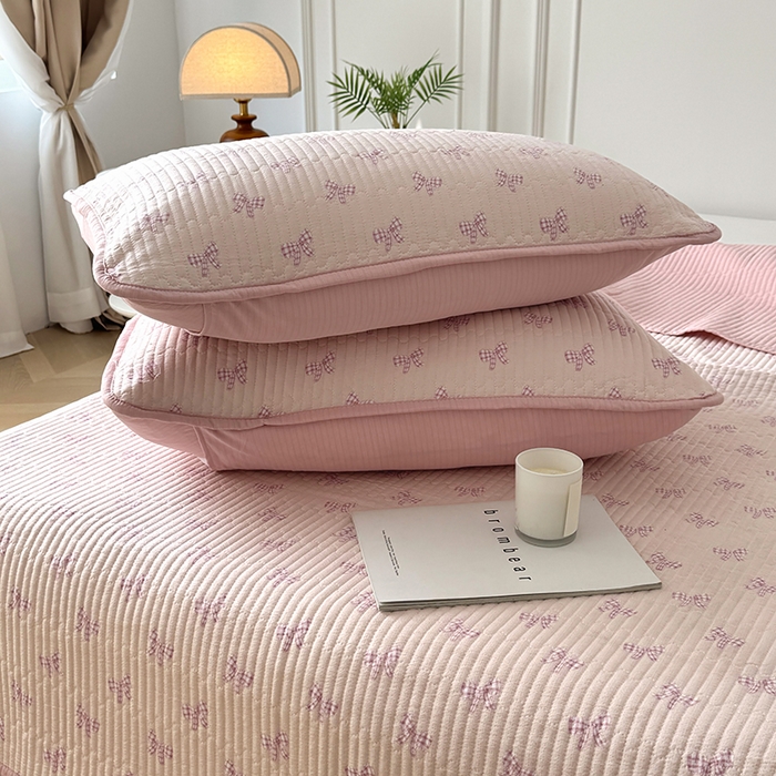 91家纺网 家纺一手货源 找家纺 卢赛尔 2025新款床盖单品单床盖云感加厚夹床单床罩软床垫-四季款（提供买家秀） 蝴蝶结粉