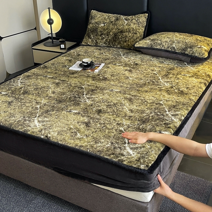 91家纺网 家纺一手货源 找家纺 （总）极简 2025新款牛奶绒保暖单床笠 床笠单件