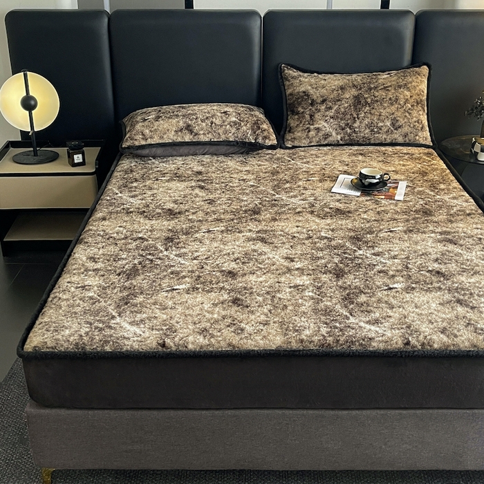 91家纺网 家纺一手货源 找家纺 极简 2025新款牛奶绒保暖单床笠 床笠单件 莉雅-灰