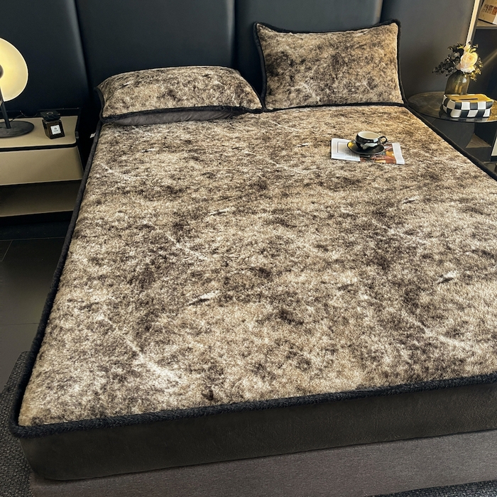 91家纺网 家纺一手货源 找家纺 极简 2025新款牛奶绒保暖单床笠 床笠单件 莉雅-灰