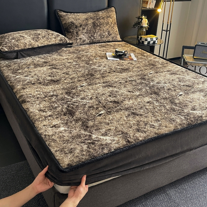 91家纺网 家纺一手货源 找家纺 极简 2025新款牛奶绒保暖单床笠 床笠单件 莉雅-灰