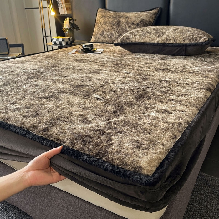 91家纺网 家纺一手货源 找家纺 极简 2025新款牛奶绒保暖单床笠 床笠单件 莉雅-灰