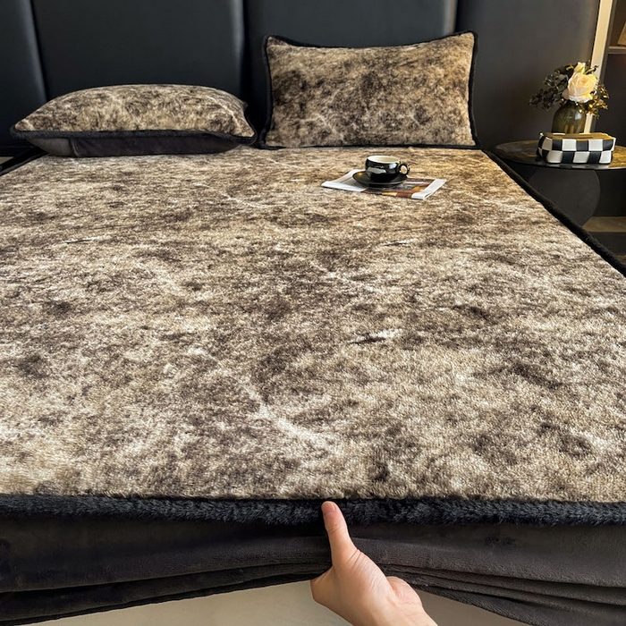 91家纺网 家纺一手货源 找家纺 极简 2025新款牛奶绒保暖单床笠 床笠单件 莉雅-灰