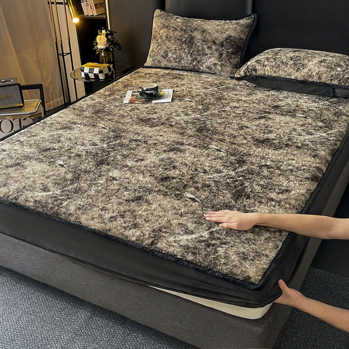91家纺网 家纺一手货源 找家纺 极简 2025新款牛奶绒保暖单床笠 床笠单件 莉雅-灰