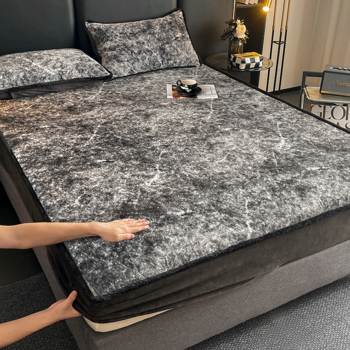 91家纺网 家纺一手货源 找家纺 极简 2025新款牛奶绒保暖单床笠 床笠单件 莉雅-蓝