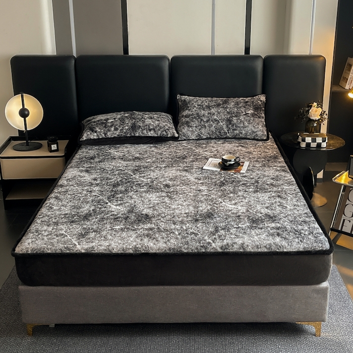 91家纺网 家纺一手货源 找家纺 极简 2025新款牛奶绒保暖单床笠 床笠单件 莉雅-蓝