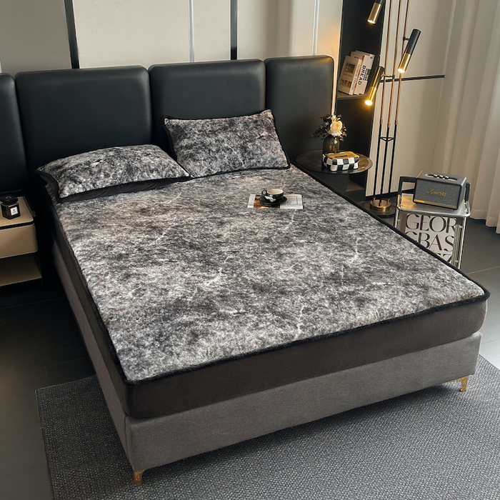 91家纺网 家纺一手货源 找家纺 极简 2025新款牛奶绒保暖单床笠 床笠单件 莉雅-蓝