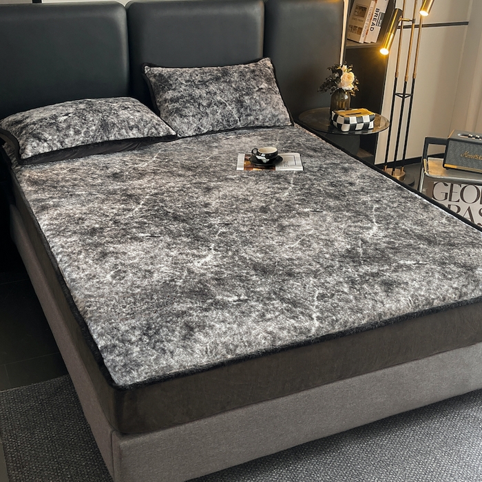 91家纺网 家纺一手货源 找家纺 极简 2025新款牛奶绒保暖单床笠 床笠单件 莉雅-蓝