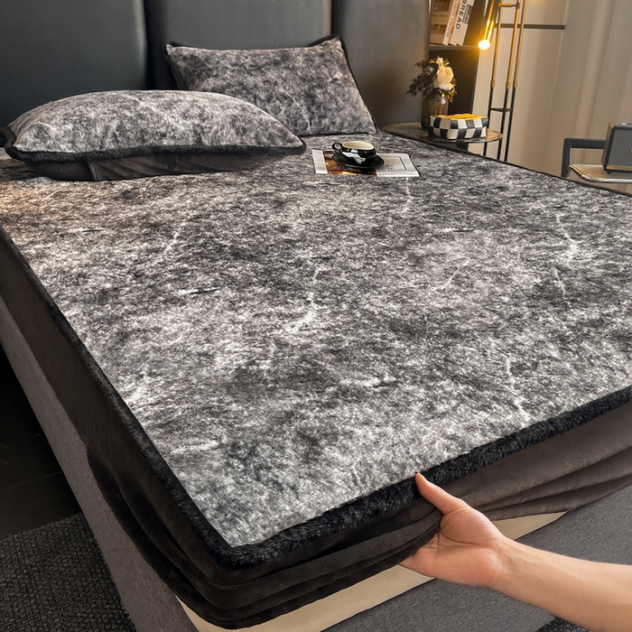 91家纺网 家纺一手货源 找家纺 极简 2025新款牛奶绒保暖单床笠 床笠单件 莉雅-蓝