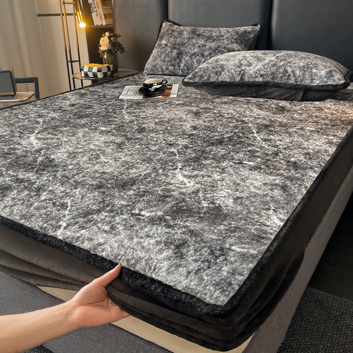 91家纺网 家纺一手货源 找家纺 极简 2025新款牛奶绒保暖单床笠 床笠单件 莉雅-蓝