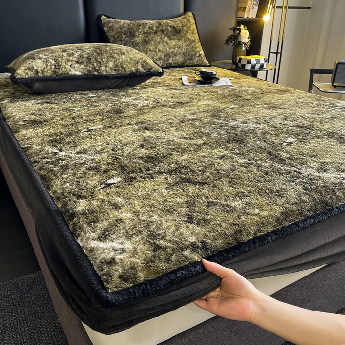 91家纺网 家纺一手货源 找家纺 极简 2025新款牛奶绒保暖单床笠 床笠单件 莉雅-绿