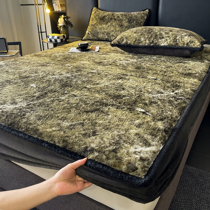 91家纺网 家纺一手货源 找家纺 极简 2025新款牛奶绒保暖单床笠 床笠单件 莉雅-绿