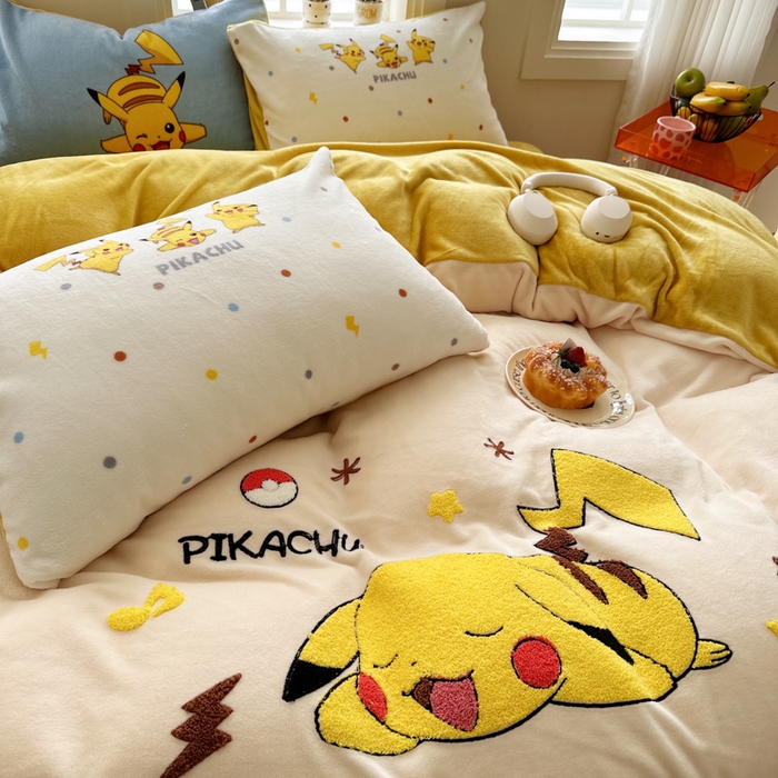 91家纺网 家纺一手货源 找家纺 （总）徕米家居 2025新款卡通毛巾绣绣花牛奶绒四件套-豹纹猫咪系列